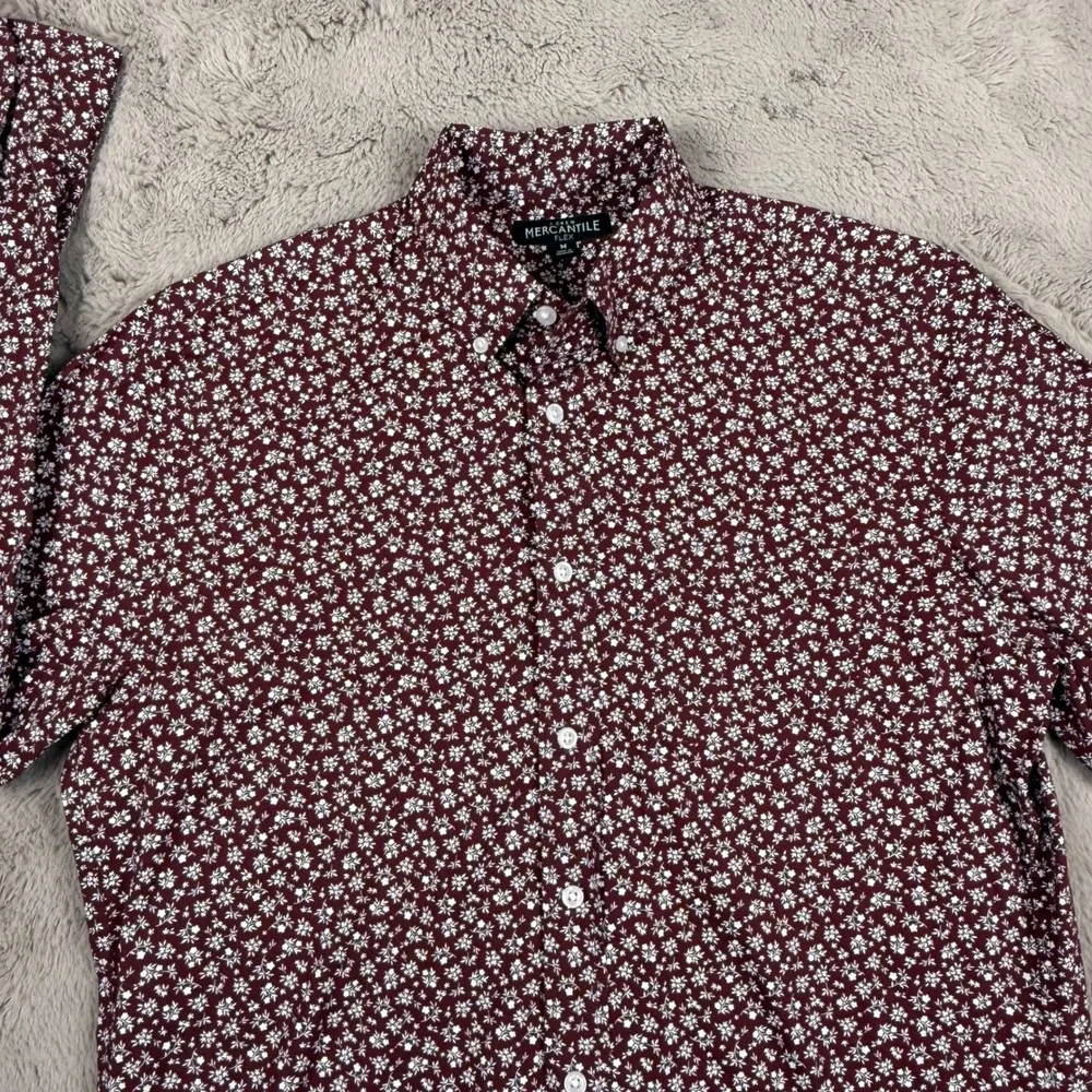 J. Crew Flex Washed Floral Button Down‎ Shirt Long Sleeve Casual Maroon Size 42